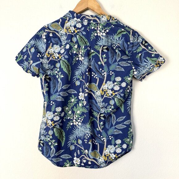 Rifle Paper Co. Poplin Button Front Short Pajama Set Size Small Peacock Print - Picture 6 of 14